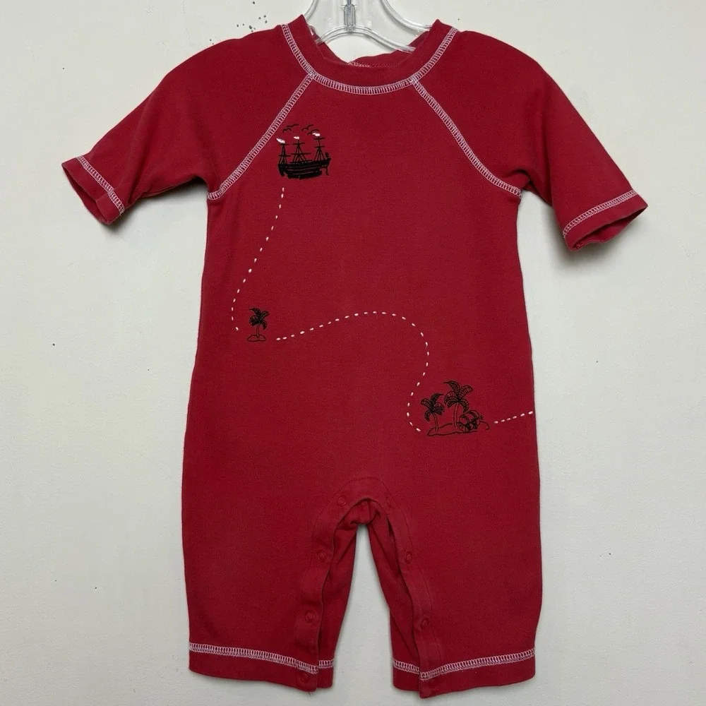 Vintage Gymboree Pirate Island 3-6 M Romper Boat Treasure Map RARE